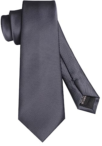 JEMYGINS Herren-Krawatte, einfarbig, 7 cm, für Business und Hochzeit, anthrazit, M