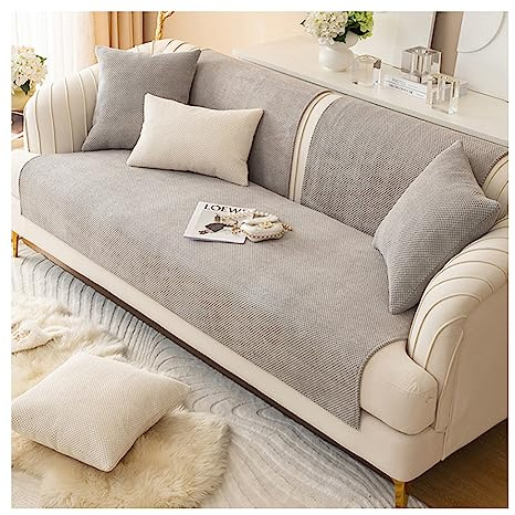WULTNICEW Sofa Überzug l Form ecksofa Sofabezug 2/3/4 Sitzer Sofaschoner rutschfest Sofa/Couch Überwurfdecke Sofaschutz Katze/Hunde (Grau, 70X150cm)
