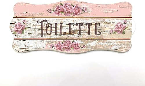 Domus Artis Targa per porta in legno Old Shabby Chic con scritta Welcomme, per decorare le porte interne di casa. La targhetta misura cm 9x21 spessore 7 millimetri, con biadesivo (Toilette)
