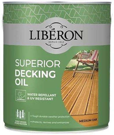 Liberon Superior Decking Oil Water Repellent and UV Resistant (Medium Oak 5 Litre)