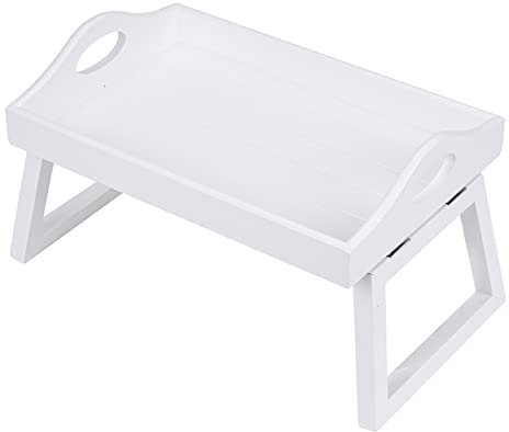 Brickbord med hopfällbara ben Flerfunktions frukostserveringsbricka Sängbord Snack Bärbar dator (Vit 11,81 * 7,87 * 6,69tum)