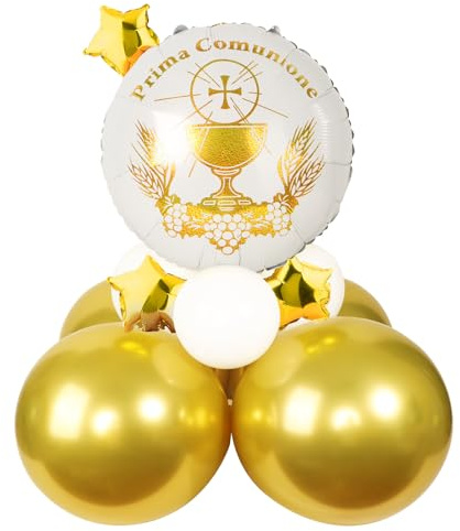 Italienisch 6 Stück Folienballons + 10 Stück Latexballons Heliumballon Deko Taufe Luftballons Set Ballons für Kommunion Konfirmation Dekoration Mädchen und Jungen