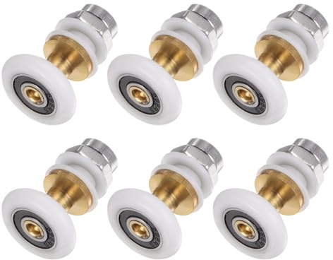 sourcing map Shower Door Roller Runner Wheel 23mm Diameter Replacement Part Bathroom Glass Shower Sliding Door Runner Roller, (1 Set 6pcs)