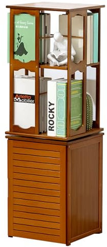 ZHDLDPUK Drehbares Bücherregal, Bücherturm Freistehend, Drehbares Bücherregal Mit Aufbewahrungsschrank, 4-stufiges Drehbares Bücherregal Für Kleine Räume, Heim-studienbüro, Büro