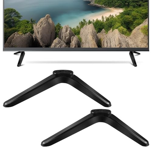 HOMSFOU Universal Tv Stand with Mounting Brackets and Screws Stable Tabletop Holder for 32-55 Inch Tvs Non-Slip Base Compatible with Roku and Tvs Home Office Use