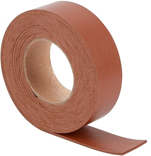 GORGECRAFT Flat Leather Cord 25mm x 200cm Double-Sided Lychee Grain Leather Strips 1.7mm Thick Imitation Leather Strap Braided Threads for DIY Crafts Guitar Belt Bracelet Jewelry Making, Saddle Brown