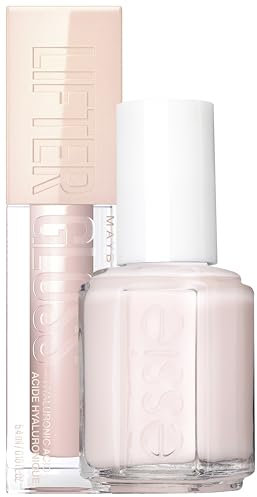 Essie Nagellack für farbintensive Fingernägel, Nr. 6 ballet slippers, Nude, 13,5 ml + Maybelline New York Lipgloss, voller wirkende Lippen, Mit Hyaluronsäure, Lifter Gloss, Ice, 5,4 ml