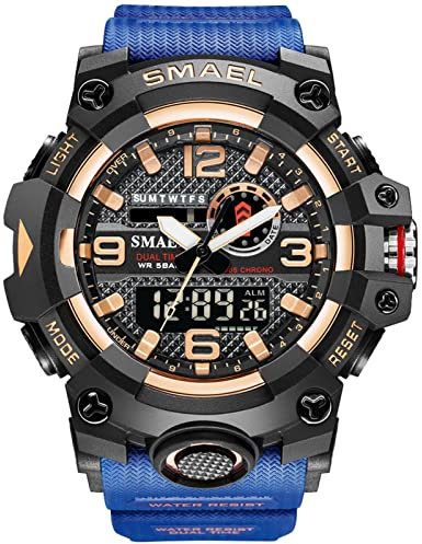 HFWXYSA Orologi Militari Uomo, Orologio da Uomo Analogico e Digitale, Orologio Sportivo, Impermeabile Orologio LED con Cronometro Digitale Orologio Luxury Casual Wristwatch,Rose Gold