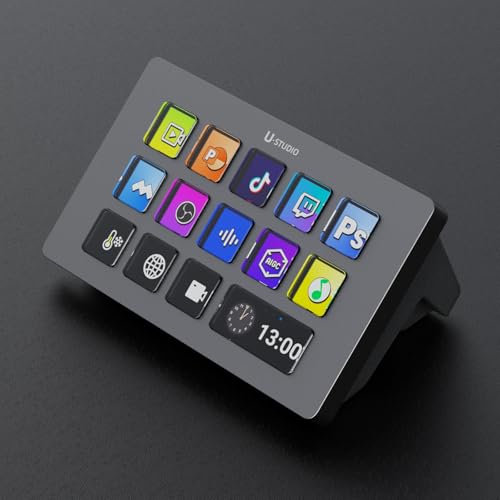 ULANZI D200 U-Studio-Stream-Controller, 14 LCD-Tasten, Stream-Controller, 13 Makro-Tasten für tägliche App-Software, anpassbare Auslöseaktionen in OBS, Twitch, YouTube mehr, funktioniert mit
