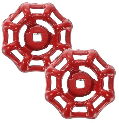 sourcing map Outside Faucet Handles,2Pcs 5 x 5mm-Round Wheel Handle Water Spigot Handle Replacement for Garden, Courtyard, Bathroom (Red)