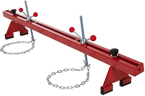 TOTEBOX Engine Support Double Beam Bar, 1102lbs / 500kg Engine stand with Dual Hooks Chains, Steel Motor Transmission Hoist, Motor Traverse Lifter Gearbox Support