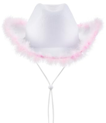 LYSINK Cowboyhut für Damen, Diamanté Quasten Cowgirl-Hut, Strass-Fransen Cowboyhüte, Rave Bachelor-Party-Zubehör, Einheitsgröße