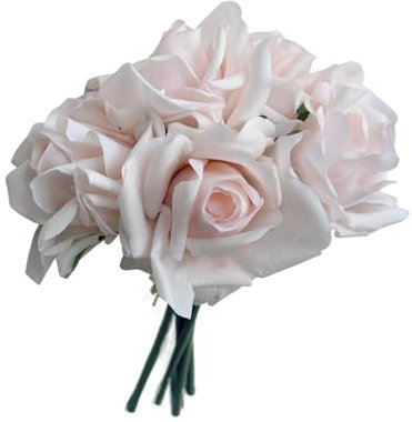 XBLOOMBOX Pink Roses Artificial Flowers Realistic silk flowers for arrangements for the house Pink Roses Bouquet 5 Stems For Wedding Cake Home Decor