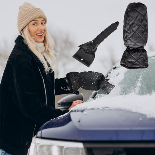 Norhogo 1 rascador de hielo para parabrisas de coche, rascador de hielo con guante, rascador de nieve con guante suave y cálido, rascador de hielo mágico para parabrisas de coche, SUV, camión,