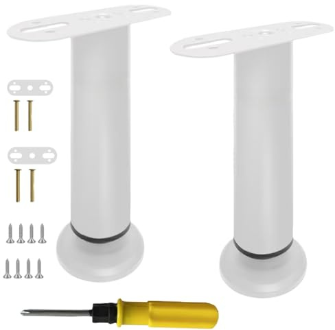 CNKHDZ Höhenverstellbar Bettbeine, Bettfüße Metall Einziehbar Möbelfüße Bett Füße Ersatzteile für Bettstütze,Sofa,Schrank,Tisch Lattenrost (Weiß, 18-32cm/2 Pack)