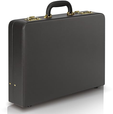 HAESTUS Briefcases for Men, Professional Leather Briefcase with Lock, Hard Shell Business Brief Case, Attache Case for 15.6 Laptop, Mens Hard Briefcase for Work Office Travel, Black|Dual Lock