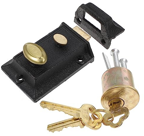 EXCEART Serratura a Catenaccio Vintage Per Porte in Legno 35-55 Mm, Doppio Blocco Antiscasso in Ferro Chiavistello, Set Completo Per Sicurezza Casa, Scuole e Fabbriche