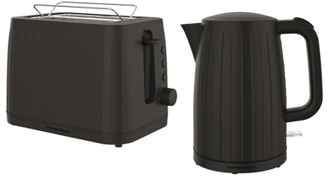 Hamilton Beach Kettle and Toaster Set, Stealth, Electric Kettle, Toaster 2 Slice, Boil Dry Protection, Space Saving, 8 Browning Levels, Defrost, Reheat & Cancel, Black - HB85223230BST