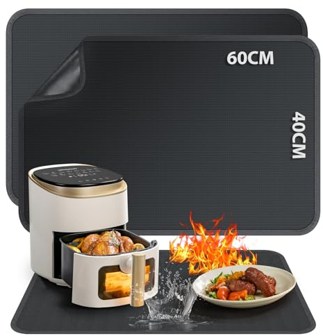 2 pièces de sous-plats résistants à la chaleur, 40x60 cm, tapis de protection thermique en fibre de verre et silicone pour plans de travail de cuisine, tapis ignifuge pour friteuse à air, machine à