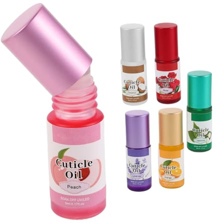 LOLIPPYY 6 Mini Botellas de Aceite para Cutículas en Vidrio, Aceite Revitalizante y Nutritivo para Uñas Rápida Absorción, Adecuado para Fortalecer y Cuidar Uñas