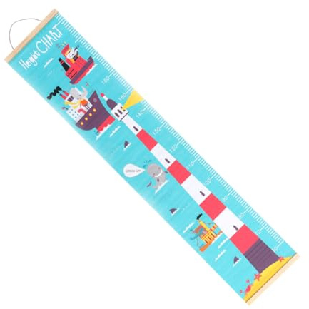 HAMPPLIES Nordische Einfach Wand Wachstumstabelle Kinder und Ölleinwand für Leuchtturm Motiv Aufzuhängen als Wanddekoration Kinderzimmer