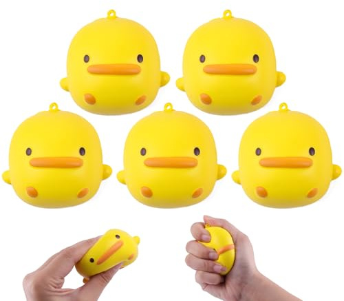 Anboor 5 Stück Squishy-Enten-Spielzeuge für Kinder, langsam aufsteigende Tiere, Schaumstoff, Stressabbau, süßes Squishy-Spielzeug