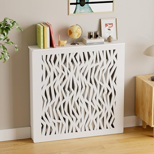 HARELA Cubierta de Radiador Blanca Moderna, Cubreradiadores Cubre Radiador de MDF para Sala de Estar Dormitorio Pasillo(70x80x15cm/27.6x31.5x5.9in)