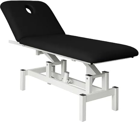 PLUS SANTE – Table d’Examen électrique FOBIA 2 Plans, Hauteur réglable par Moteur, Dossier inclinable, revêtement PU Facile à Nettoyer (Noir, 65 cm (sans Porte-Rouleau, sans roulettes))