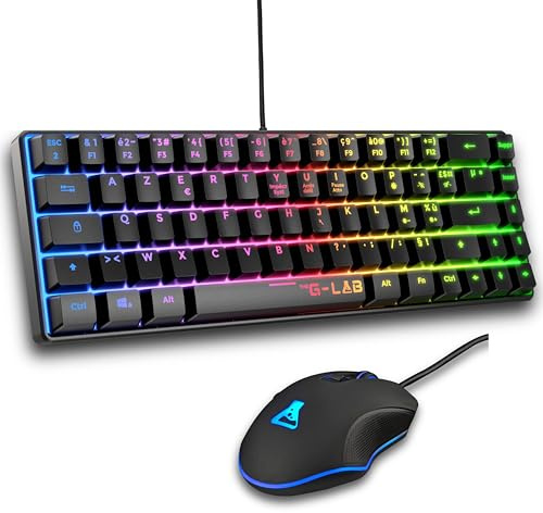 Set Tastiera E Mouse Da Gioco Cablati - The G-Lab - Hydrogen Bkg Combo - Tastiera Azerty - Nero