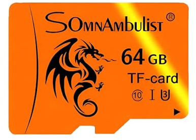 Somnambulist Tarjeta de Memoria Micro SD 64GB – Clase 10 U3 Alta Compatibilidad – Ideal para Smartphones, Cámaras, Reproductores MP3, Tablets y Dashcams – Incluye Adaptador SD
