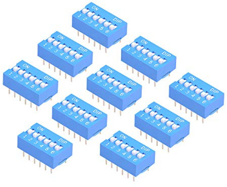 sourcing map 10 Pcs Blue DIP Switch Horizontal 1-6 Positions 2.54mm Pitch for Circuit Breadboards PCB