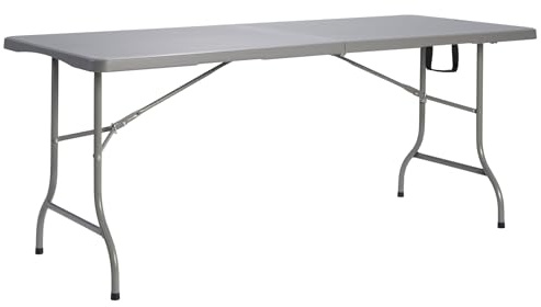 Solycarpa Mesa Plegable Tipo Maleta 180x70 cm de Exterior y Jardín | Mesa Portátil de PVC para Catering, Camping y Eventos | Mesa Auxiliar Abatible Fácil de Transportar para Comedor y Terraza