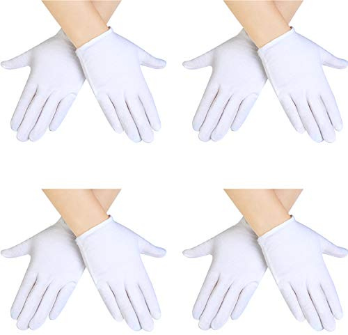 SATINIOR 4 Pairs White Kids Costume Gloves, Cotton, One Size, Unisex, Classic Style, Halloween, Short Formal Gloves for Boys and Girls
