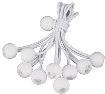 JUEYAN 50er Spanngummi Planenspanner Gummischlaufen Zeltgummis Spanngummis mit Kugel Weiß Alternative zu Kabelbinder für Partyzelte Pavillon Zelt zum Befestigen von Planen