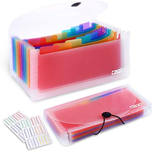 2 Pack 13-Pockets Expanding Accordion File Folder Mini Organizer Wallet for Storage Invoice/Receipt/Cards/Coupon/Tickets