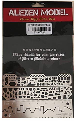 Hobby-Modell, Bastelwerkzeug, Schnitzen, Hilfslineal, Edelstahl, Bohrloch, Detail-Maker, Anreißlinie, 4 Stück, Linealschablone