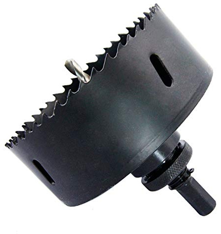 LAIWEI Bi-Metal Hole Saw 102mm with Heavy Duty Mandrel, HSS Hole Cutter for Wood, Sheet Metal, etc. 2 locking pins make the tool stronger and drilling easier