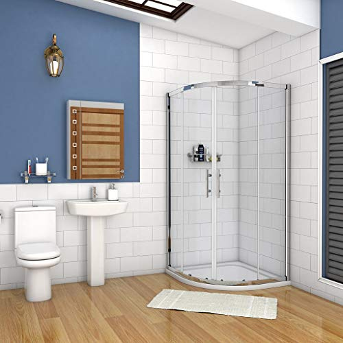 H.185cm Box doccia Semicircolare 80x80cm scorrevole Vetro 5mm | Trasparente Vetro Temperato, Ingresso Centrale