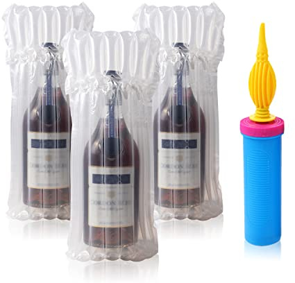 Wine Bottle Protector Bags Luggage for Airplane Travel 18 Pack Inflatable Liquor Bottle Shipper Wine Shipping Packaging Sleeve Bubble Cushion Wrap for Packing Alcohol Whiskey Beer Glass, 70μm