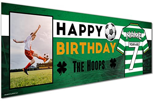 Personalised Photo Large Banner 1 x 6ft | Football Party| Football Happy Birthday Decorations | Kids Party | Birthday Boy Banner | Banners for Birthday Party | The Hoops