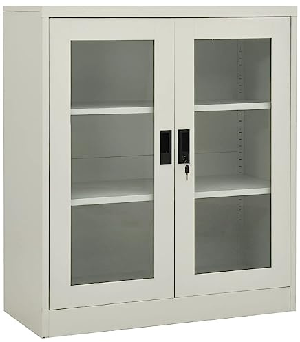 Armoire de bureau Gris clair 90x40x105 cm Acier