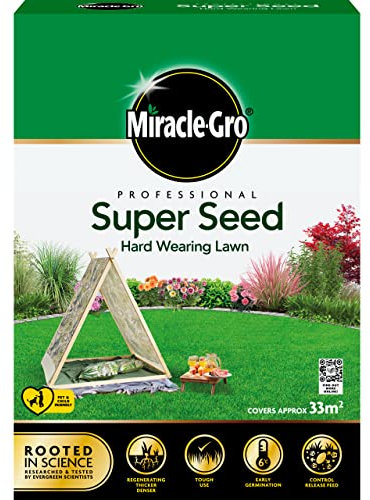 Miracle-Gro Professional Super Seed Hard Wearing Lawn Seed, 33m2, Green