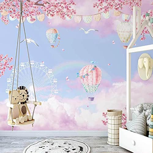 Fotomurale Personalizzata Carta Da Parati 3D Dipinta A Mano Dream Cloud Paradise Mongolfiera Decorazioni Per La Casa Per Bambini 400Cm(W)×280Cm(H)
