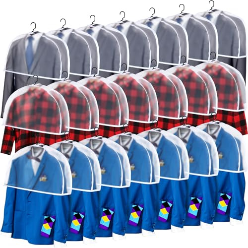 Chumia 50 Pack Shoulder Covers for Clothes in Closet, Clear Hanger Shoulder Covers for Suits Jackets Shirts, Peva Dust Proof Closet Organizer Protector(24'' X 12)