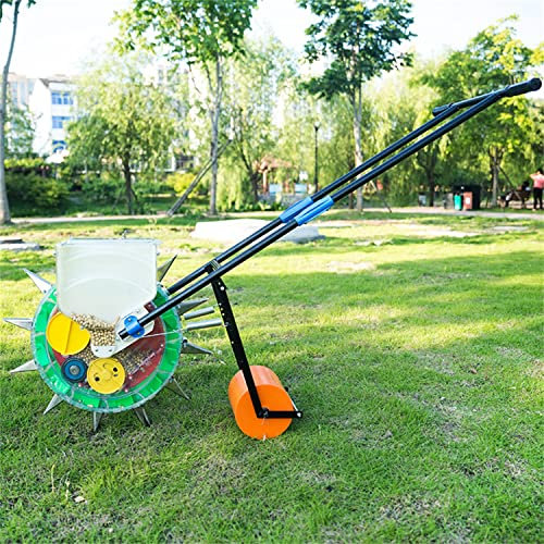 Begehbarer Pflanzer, Garten-Sämaschine, Metall-Präzisions-Garten-Push-Sämaschine, Aufbewahrungsbox für klare Samen, zum Aussäen von Samen, Düngen, Hinterhof-Landwirtschaft,9 Mouths,18.5cm