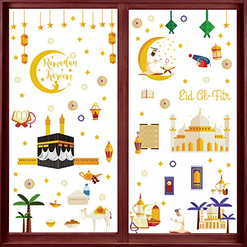 Ramadan, 196 immagini per finestre, Ramadan, decorazione per finestre, Eid Mubarak, Ramadan Kareem, autoadesive per finestre, decorazione per la casa, per feste musulmane Mubarak