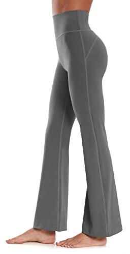 Flatik Damen Schlaghose Yogahose, Bootcut Yogahose Lange Sporthose ，Hohe Taille Flare Fitness Training Hosen Jogginghose M