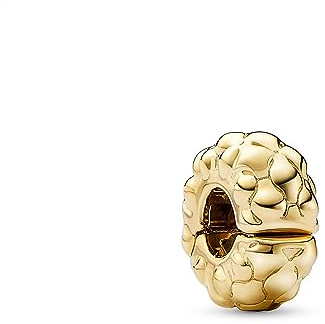 Pandora Moments Dije estilo clip con patrón de tachuelas chapado en oro de 14 quilates con agarre de silicona