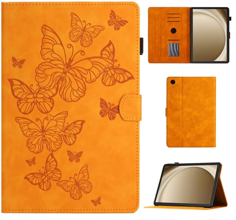 CASAFUNY Hülle für Samsung Galaxy Tab A9+/A9 Plus 11 Zoll 2023,Orange | PU Leder,Auto Schlaf/Wach,Schützhülle Tablet Case für Samsung Galaxy Tab A9 Plus / A9+ 2023 SM-X210/ X215/ X216