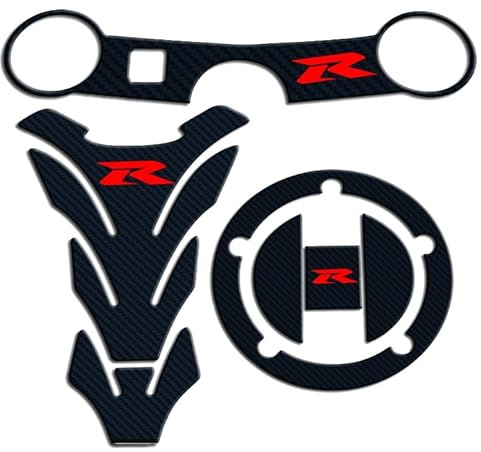 DARDDI Carbon Tankdeckel Aufkleber Tank Pad Gabel Gabelbrücke Obere Klemme Aufkleber für SU&ZUKI GSXR GSX-R 600 750 1000 K3 K4 K5 K6 K7 K8 K9 L17 Motorrad tankpad